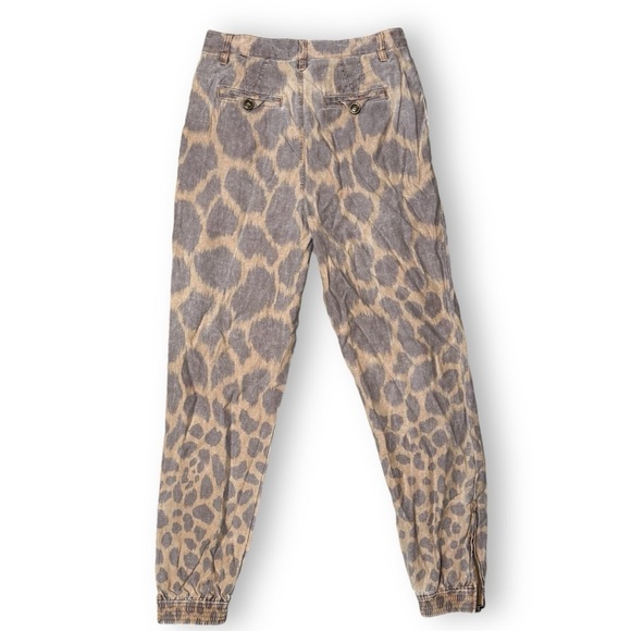 By Anthropologie Tamarind Linen Tapered Jogger Animal Giraffe Print Trouser SZ 2 - Picture 11 of 16